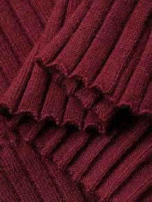 DAZY Damen eleganter Off-Shoulder einfarbiger Pullover, Herbst - Bordeaux - Übersicht 9