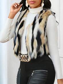 SHEIN Lady 女士时尚撞色毛绒无袖外套 女士冬季外套 女士冬季外套 女士冬季外套 感恩节女士外套 感恩节女士外套 女士冬季外套 女士冬季外套 女士冬季大衣 优雅时尚女士系列 - 彩色 - 查看 4