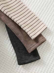 Cozy Pixies 3件套男婴彩色条纹纯色针织柔软高领长袖套头衫套装