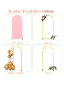 1 Set/Metal Arch Background Bracket Set, With Arch Decoration Gold Wedding Arch Bracket Balloon Arch Frame, Arch Wedding High Elasticity Cloth Cover Birthday Party Photography Background Cover, - Multicolor - View 5
