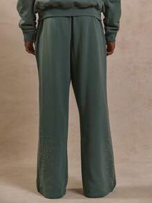 Musero Pantalones de chándal con pierna ancha y detalles de tachuelas PREMIUM, solo Bottom de chándal, primavera verano - Verde - Ver 4