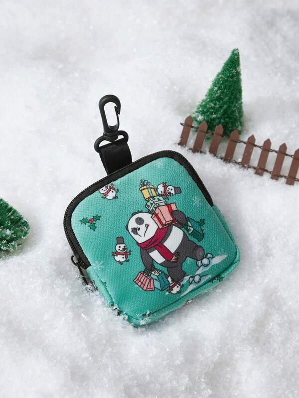 We Bare Bears X SHEIN محفظة صغيرة مع مشبك أمان وجيب سحاب، حقيبة تخزين متعددة الوظائف، منظم لجمع العملات، مناسبة للرجال والنساء