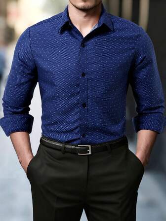 Camicia casual/business a quadri a manica lunga monopetto da uomo