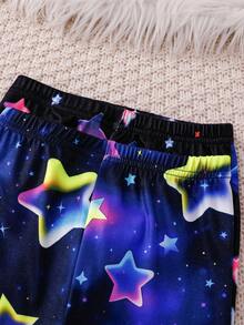 2件套女童圆领长袖针织独角兽星星印花修身睡衣套装 - 彩色 - 查看 6