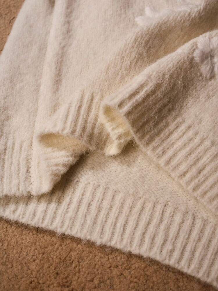 WOMEN'S FLORAL EMBROIDERED SWEATER, LUXURIOUS RELAXED SOFT STYLE, AUTUMN/WINTER