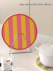 Joivida 茶杯马克杯，圆形杯垫，条纹彩色图案，餐厅桌面装饰品，采用优质皮革材料制成，用于节日装饰，耐热保护，适合家庭使用 - 杯墊 - 查看 11