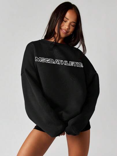 MISSGUIDED Crew Neck Sweatshirt With Text Logo｜MISSGUIDED
