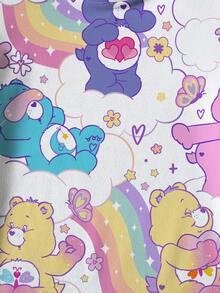 SHEIN X Care Bears Young Girl Cartoon Bear Pattern Round Neck Short Sleeve T-Shirt - White - View 4
