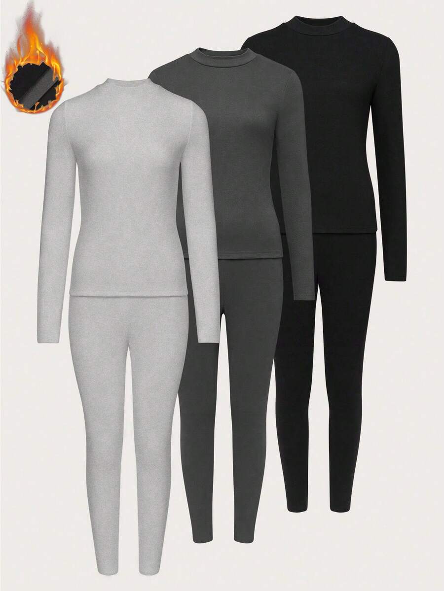 SHEIN Unity 女士纯色长袖T恤和裤子休闲两件套 - 彩色 - 查看 1