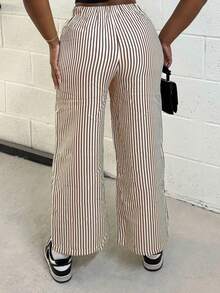 Alexandranx Women's Letter & Striped Wide Leg Loose Casual Pants,Fall