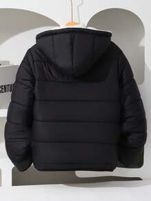 男童黑色绗缝外套一件，带刺绣字母贴花和绗缝滚边 - 黑色 - 查看 2