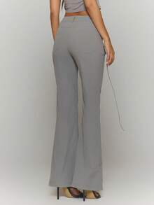 MUSERA Extreme Lace Up Eyelet Side Strap Detail Fitted Flare Trousers Only Fall Autumn Winter Streetwear Cool Night Out Everyday Sexy Elegant Party