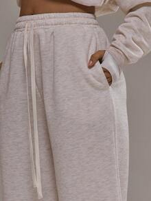 Musera Sport 直筒抽绳运动裤，适合慢跑、板式网球、网球、匹克球、健身房、秋季瑜伽、普拉提、日常休闲穿着。 - 米色 - 查看 5