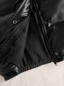 女童休闲保暖立领拉链羽绒服，秋冬季 - 黑色 - 查看 6