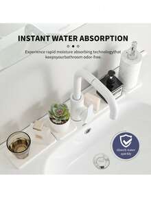 1/4PCS Kitchen Faucet Mat - Diatomite Splash Guard For Sink, Quick-Drying Water Absorbing Stone Tray Includes Sandpaper Suitable For Kitchen Sink Bathroom Bath Tub Quick Dry Non-Slip Easy To Clean,17.7x3.9in,23.6x3.9in - Multicolor - View 11
