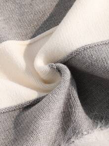 Elladie kids 2 件套女童条纹撞色针织毛衣和荷叶边下摆裤套装，舒适休闲装，适合秋冬 - 灰色 - 查看 5