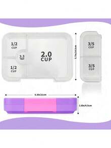 Tritan材质闪光便当盒 - E型午餐盒 - 4-6格，防漏，便携提手，微波炉/洗碗机适用 - 紫色935C - 查看 3