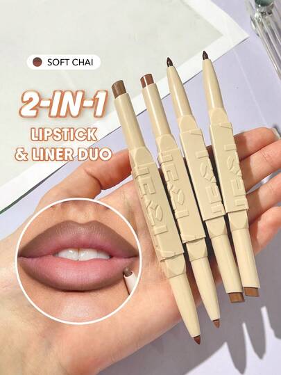 SHEGLAM Glam 101 唇膏與唇線筆組-Soft Chai 品牌美妝化妝品 適合女士與女孩