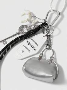 ROMWE Kawaii 1pc Simple Silver Baby Keychain; 1pc Laser Small Horse Keychain Pendant Y2K - Silver - View 4