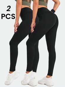 Easithlete Quần legging bó cạp cao liền mạch dành cho nữ - Quần legging mềm mại, thoáng khí, co giãn 4 chiều, nhanh khô, dùng để chạy bộ, đạp xe, tập yoga, bóng chày, tập thể dục thường ngày - màu đen - Xem 2