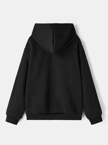 TEENAGE MUTANT NINJA TURTLES | SHEIN 青少年男孩休闲图案印花连帽运动衫，秋冬 - 黑色 - 查看 2