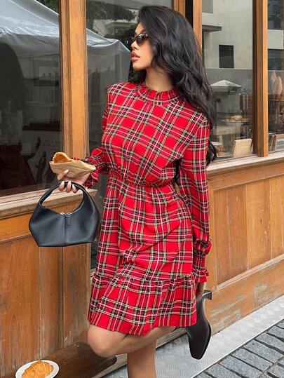 SHEIN Frenchy Abito mini a quadri alla moda per l'ufficio