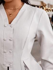 EMERY ROSE New Plus Size Women Umbrella Hem Cardigan, Elegant Blouse, Versatile Top, Refined Plus Size Apparel, Suitable For Commute, Date, Daily Wear