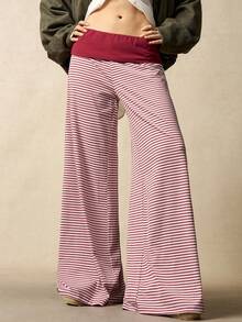 Bohemela 波西米亚风条纹喇叭裤，女士休闲装，适合春季、夏季、情人节、音乐节、派对等场合。 - 紅色 - 查看 1