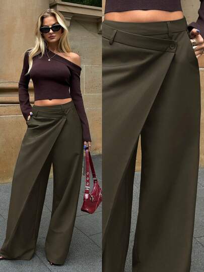 Avantive Green Asymmetrical Suit Trousers Fall Winter Christmas New Year Going Out Graduation Prom Elegant Formal Luxury Chic Business Casual Birthday Office Outfits Country Concert Club Outfits Sexy Western Work Clothes Streetwear Vintage Festival Rave Prom Hawaii Airport Funny Basic Brunch Outfits 2000s Style Bodycon Old Money Style Church Homecoming Classy Party Modest Date Night Elegant