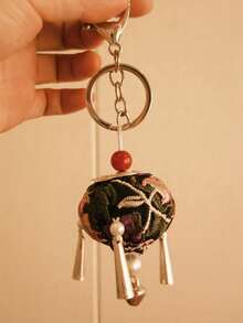 Handmade Embroidered Keychain - Folk Art Triangle & Circle Charm For Bag & Purse, Unique Gift - Multicolor - View 8