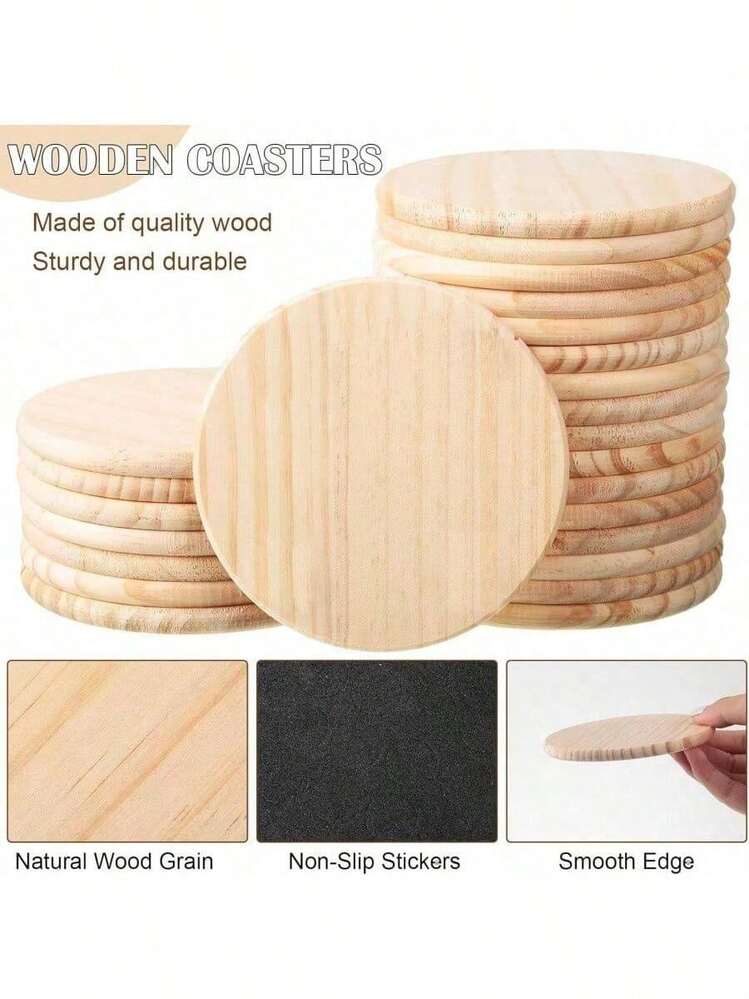 5 Packs DIY Wooden Coasters Set - Heart/Round/Square/Hexagon Shapes - 4 Inch Craft Coasters - Perfect For Painting, Staining, Engraving & Home Decor! Ideal For Creative Gifts & Custom Tabletop Decoration! - Multicolor - View 15