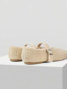 MOTF LASER CUTOUT SQUARE TOE WOMEN TEDDY FLAT SHOES - Chantilly - View 4