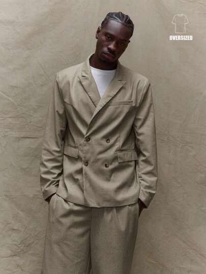 Musero Boxy Double Breasted Large Lapel Tailored Long Sleeve Padded Shoulder Blazer Jacket Only Fall Autumn Winter Tailoring