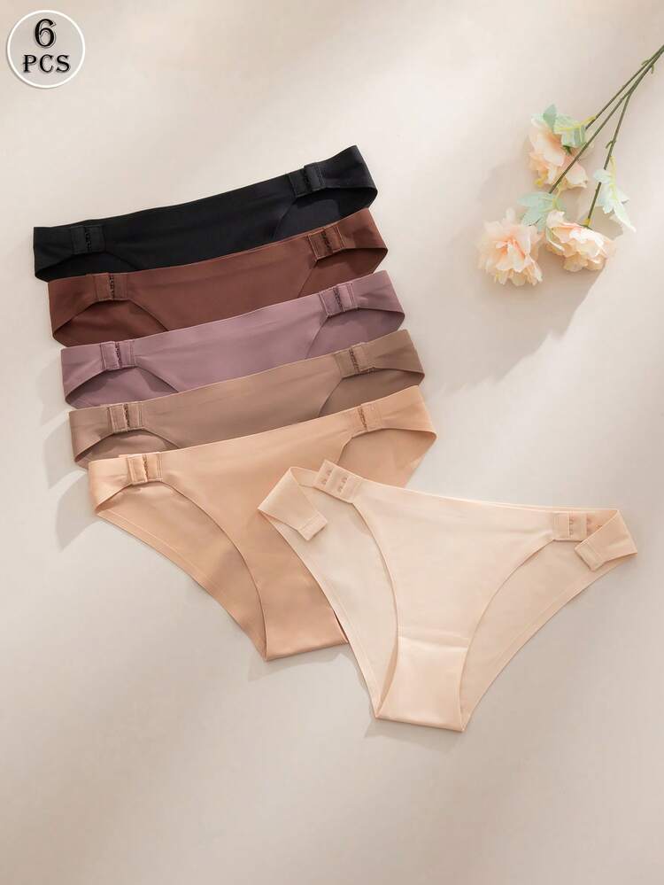 6pcs/Set Adjustable Front Clasp Fashionable & Comfortable Seamless Women's Panties, Suitable For Daily Wear - Multicolor - View 4