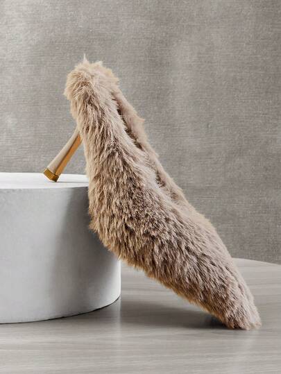 Denimoi Women's Fashionable Sexy Stilettos Pointy Toe Faux Fur High Heel Pumps For Christmas