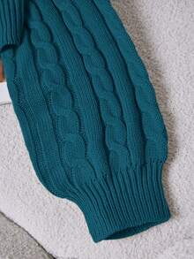 Franclia Plain Crew Neck Twist Knit Casual Pullover Sweater - Olive Green - View 4