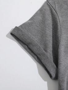 Franclia Women's Casual Cherry Blossom Print Short Sleeve Round Neck T-Shirt, Summer - Grey - View 4