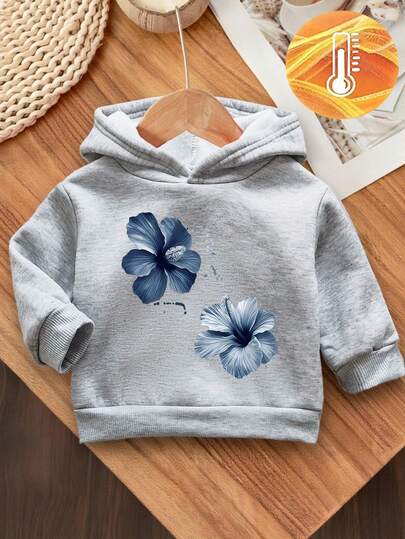 SHEIN 女婴碎花印花卫衣，甜美简约设计，适合秋冬季外出穿着。