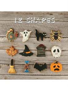 12件套秋季感恩节饼干模具套装 | 海洋动物、树叶形状不锈钢模具 - 火鸡、松鼠、橡子、枫叶等 - 非常适合DIY节日烘焙、蛋糕装饰 - 秋季手工制作，倾注爱意，烘焙爱好者的理想礼物 - 銀色 - 查看 11