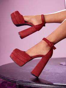 CUCCOO LuxiPop 亮面漆皮高跟鞋，优雅高跟鞋，适合音乐节、万圣节、圣诞节、派对、夜总会等场合。 - 酒紅色 - 查看 3