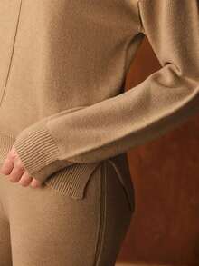 MOTF PREMIUM Conjunto de top de manga larga con cuello alto y pantalones - Albaricoque - Ver 3