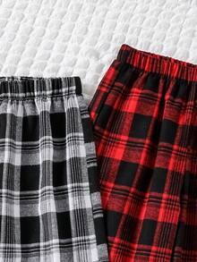 2pcs/Set Boys' Plaid Casual Straight Leg Pants, Versatile For Daily Wear, Spring/Autumn - Multicolor - View 7