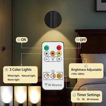 1pc Remote Control Spotlight, Mural Decoration Wall Lamp With Touch Control, Dimmable Night Light, Wall-Mounted Art - 3 colors - View 6