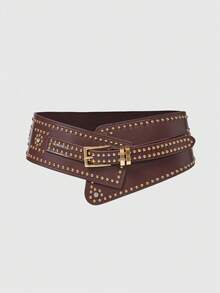 ROMWE Grunge Punk 街头铆钉装饰宽腰带万圣节夏季，学校