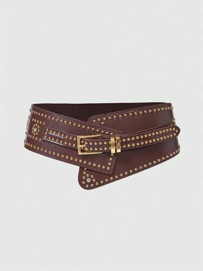 ROMWE Grunge Punk 街头铆钉装饰宽腰带万圣节夏季，学校