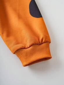 SCOOBY-DOO X SHEIN 男童可爱卡通印花连帽宽松落肩长袖卫衣，棕色 - 棕色 - 查看 4