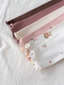 Loomiva 6pcs Baby Girl Floral Print Soft Knit Crew Neck Long Sleeve Ruffle Hem Tops Set - Multicolor - View 5