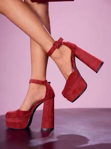 CUCCOO LuxiPop 亮面漆皮高跟鞋，优雅高跟鞋，适合音乐节、万圣节、圣诞节、派对、夜总会等场合。 - 酒紅色 - 查看 1