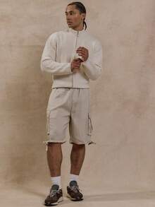 Musero Elasticated Satin Pocket Detail Technical Shorts Summer Smart Streetstyle Vacation - Khaki - View 1