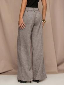 SHEIN BAE Quần ống đứng đơn sắc thường ngày có túi dành cho nữ - màu nâu - Xem 9